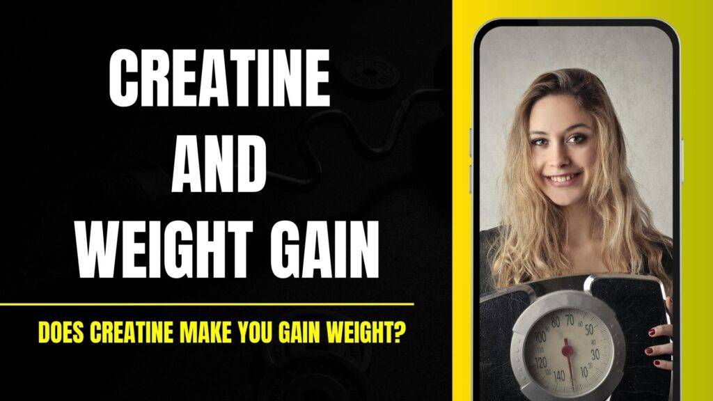 An article on Creatine and Weight Gain, where a woman in black shirt holding black and silver weight scale.