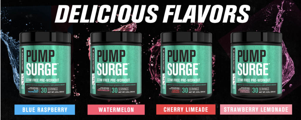 Jacked Factory Pumpsurge Caffeine Free Pre Workout for Men & Women - Nootropic Booster & Stim Free Pre Workout - Intense Pumps, Enhanced Focus - 30 Servings