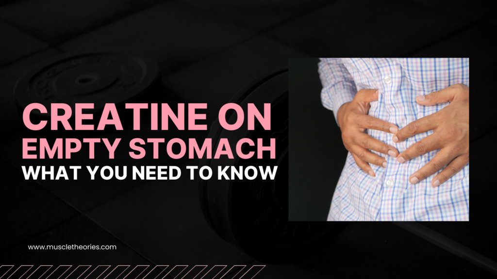 A featured image of a man touching his stomach to raise concern whether he can take creatine on empty stomach.