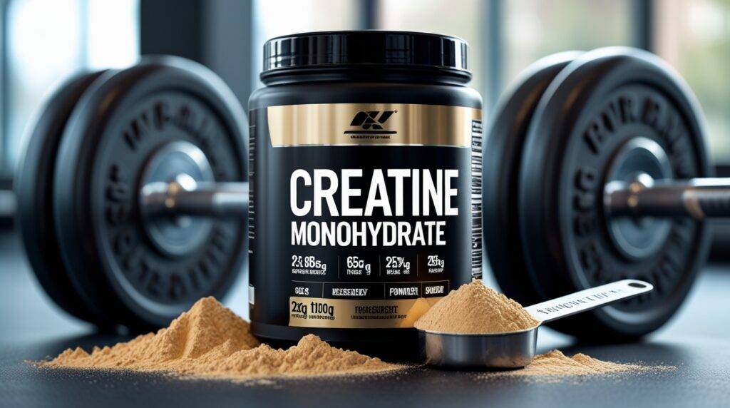 Best creatine for beginners - creatine monohydrate powder with measuring scoop